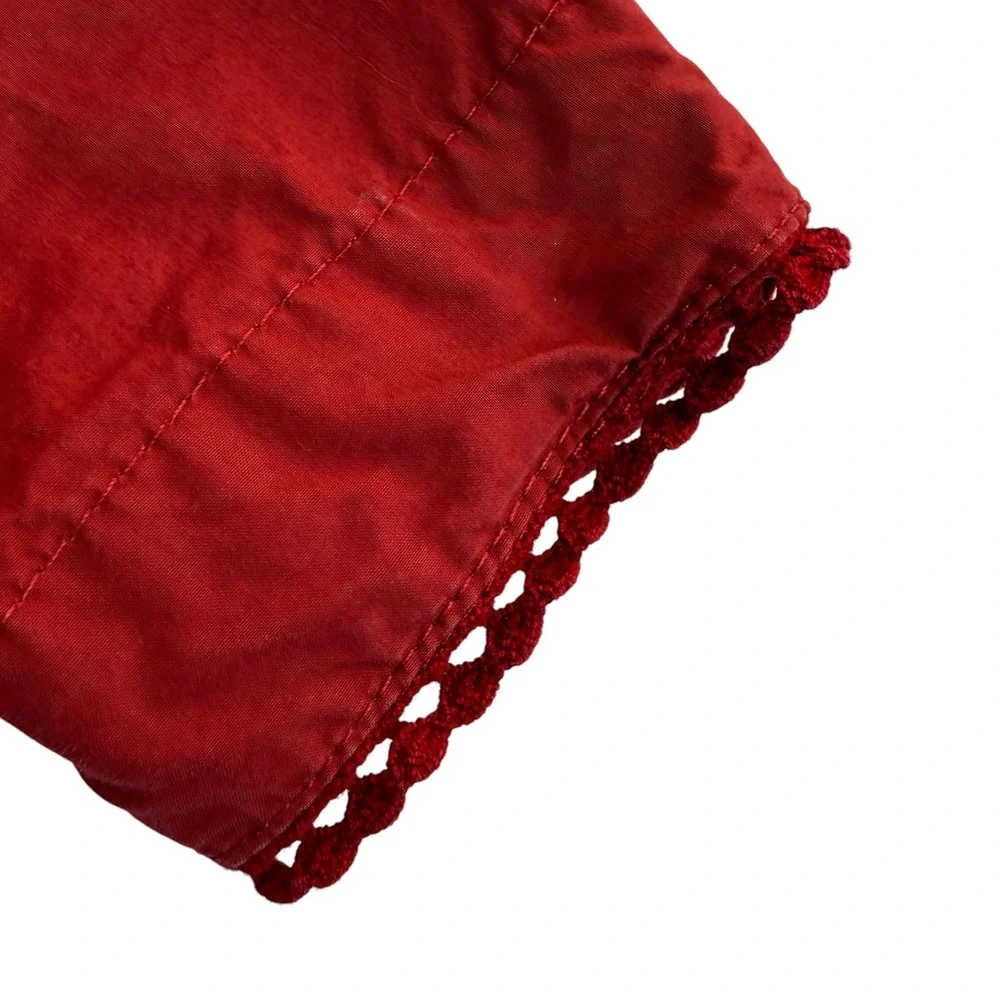 Jottum Childs Dress Size 4 Deep Red Long Sleeve Tiered Ruffle High Neck Cotton
